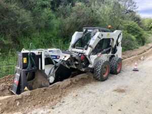 Microzanja para canalización de tubería de agua